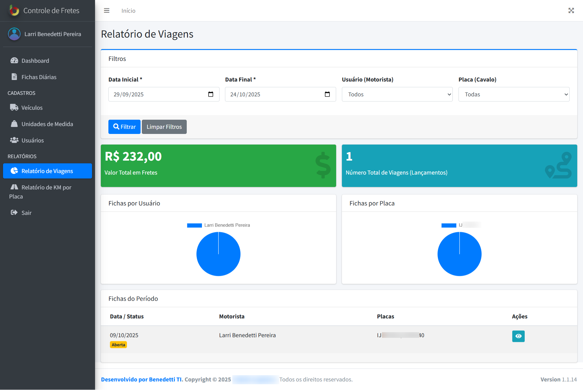 Relatório de Viagens SisBFrete